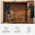 VASAGLE Masa laterala pliabila, tip noptiera, cu prize si porturi USB, raft si geanta din textil, 60x32x60 cm, maro rustic