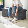 SONGMICS Taburet pliabil cu sezut moale, spatiu de depozitare 120litri, maxim 300kg, 110x38x38cm, gri