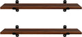 SONGMICS Set 2 rafturi de perete plutitoare, MDF cu efect de lemn vintage, 60x20cm, 15 kg per raft, maro rusic