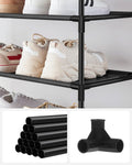 SONGMICS Raft de depozitare pantofi pe 10 niveluri, metal, instalare modulara, 28x45x173cm, negru