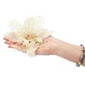 Set 10 ornamente pentru bradul de Craciun, stea Poinsettia, 16cm, crem