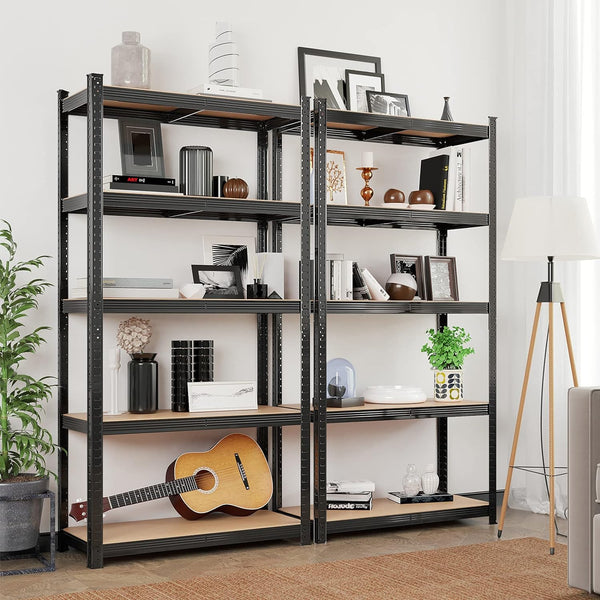 SONGMICS Raft de depozitare metalic, cu rafturi din MDF, 5 polite, max. 875 kg, 180x90x40cm, negru