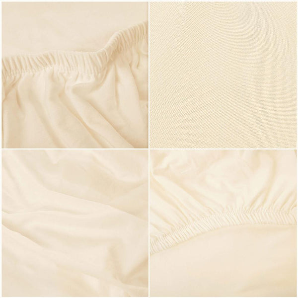 Set 4 huse universale pentru scaun, marime universala, poliester si spandex, 45 x 60 cm, bej