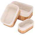 Set 3 cutii organizatoare din bambus, diverse dimensiuni, maro