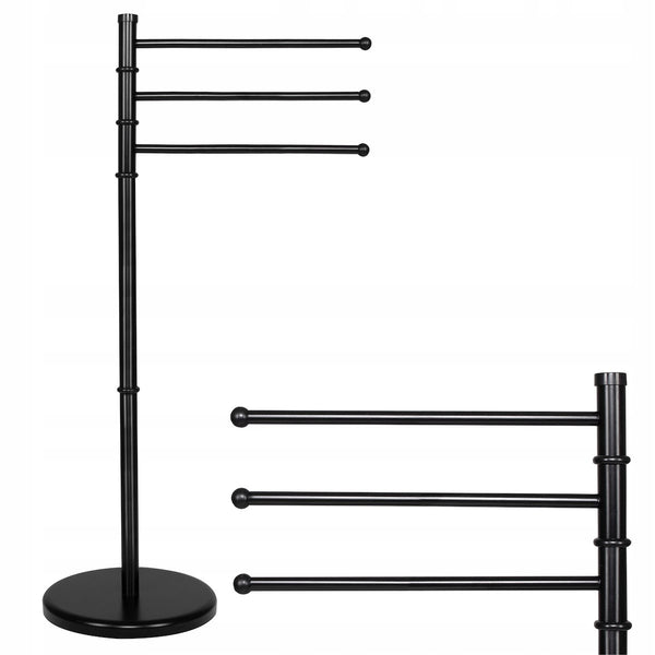 Suport cuier pentru prosoape cu 3 brate egale 32 cm, inaltime 86 cm, negru