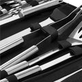 Set accesorii pentru gratar din inox, 20 de piese inclusiv perie, husa transport