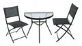 Set mobilier gradina sau balcon, masa semirotund sticla cu 2 scaune pliabile, gri