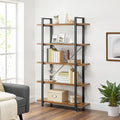 VASAGLE Biblioteca cu 5 rafturi, cadru din otel si rafturi din PAL, 105x34x178cm, maro rustic si negru