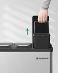 SONGMICS Cos de gunoi din inox cu 3 compartimente colectare selectiva, cu galeti interioare, 3x8litri, argintiu si negru