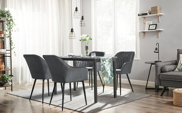 SONGMICS Scaun living tapitat din catifea cu cotiere, sarcina 110 kg, 63x60x85 cm, gri