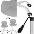 Scaun de birou ergonomic, tapitat cu piele ecologica, 120kg, alb gri