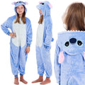Pijama tip salopeta pentru copii, model stitch, marime 130-140cm