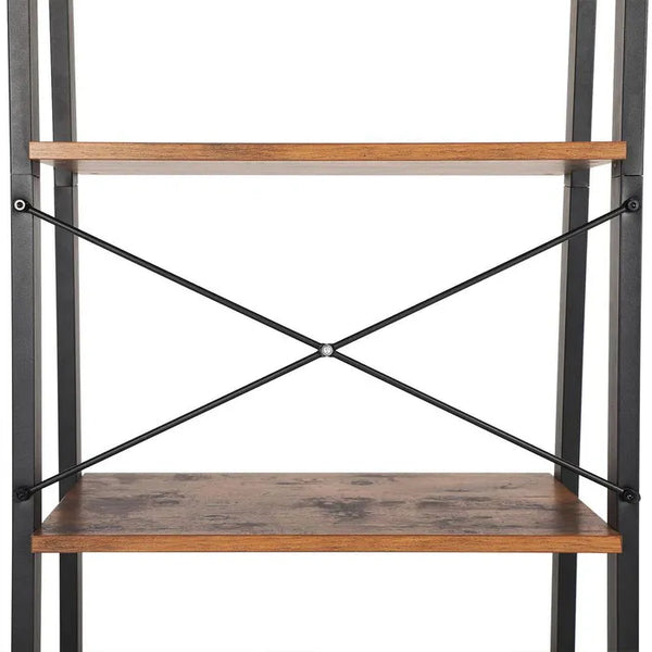 VASAGLE Biblioteca tip scara, cadru otel cu 4 polite din MDF, stil industrial, 56x34x138cm, maro rustic