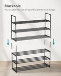 SONGMICS Suport pentru pantofi cu 3 nivele, structura metalica, pentru 12-15 perechi, 92x30x55cm, negru