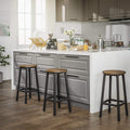VASAGLE Set 2 scaune bar inalte, sezut rotund, cadru din otel, inaltime 65 cm, stil industrial, maro rustic si negru