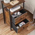 VASAGLE Noptiera cu 2 sertare pentru dormitor, design industrial, 28x38x60cm, maro si negru
