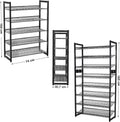 SONGMICS Raft de depozitare pantofi pe 5 niveluri, metal, rafturi plate sau unghiulare reglabile, 31x74x104cm, negru