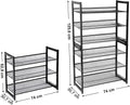 SONGMICS Raft de depozitare pantofi pe 3 niveluri, metal, rafturi plate sau unghiulare reglabile, 31x74x63cm, negru