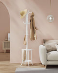 SONGMICS Cuier pentru haine, cu suport de umbrele, 12 agatatori, 175 cm, alb