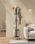 SONGMICS Cuier pentru haine, cu suport de umbrele, 12 agatatori, 175 cm, negru