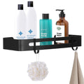 Raft de baie cu 2 agatatori, 2 sisteme instalare pe perete, aluminiu, 32x12x4cm, negru