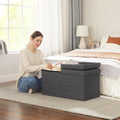 SONGMICS Taburet pliabil cu sezut moale, spatiu de depozitare 80litri, maxim 300kg, 76x38x38cm, gri