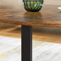 VASAGLE Masa de cafea rotunda, stil industrial, cadru metalic si blat lemn, 88x88x47cm, maro rustic si negru