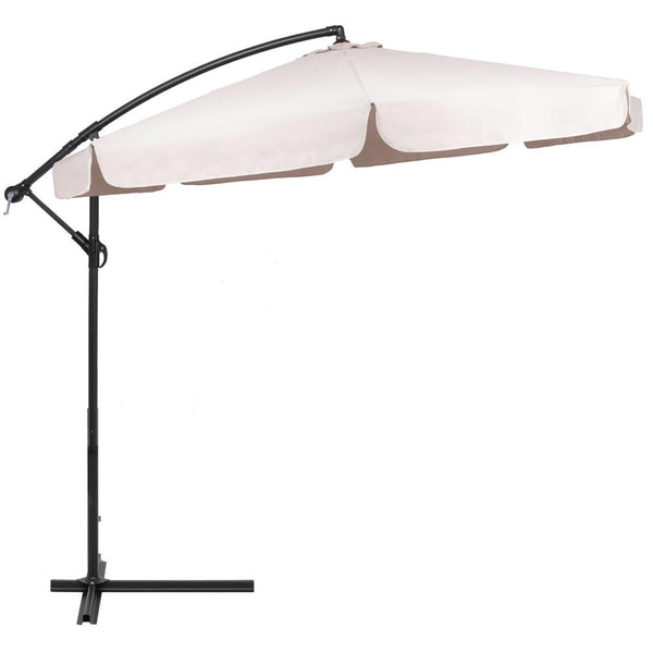 Umbrela de gradina cu brat lateral banana, cu husa, 300cm, bej