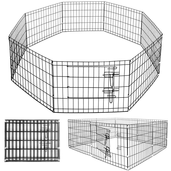 Tarc pentru animale de companie, din fier, forma configurabila, cu usa de acces, 3XL, 155x155x61cm, negru