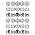 Set globuri de Craciun, 30 bucati, 3 modele, 6cm, argintiu