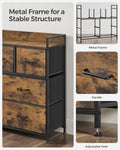 SONGMICS Comoda cu cadru metalic si 7 sertare din textil, stil industrial, 98x29x85cm, maro rustic si negru