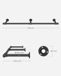 SONGMICS Sina metalica de agatat haine, montare pe perete, aspect industrial, 30x7x170 cm, negru