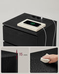 VASAGLE Set de 2 noptiere, cu sertare, 2 prize si 2 USB, 35x40x59 cm, negru