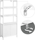 VASAGLE Dulap inalt baie cu 3 rafturi, 1 sertar si 1 dulap, din MDF, 60x33x154 cm, alb
