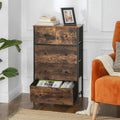 SONGMICS Comoda cu 5 sertare 56x30x89 cm, cadru metalic si blat MDF, manere lemn, maro rustic si negru