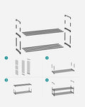 SONGMICS Suport pantofi 92x30x34 cm, 2 niveluri, suprapozabil, structura metalica, negru