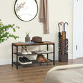 VASAGLE Raft pentru pantofi, cu 2 nivele, metal, 80x30x44cm, stil industrial, maro rustic si negru