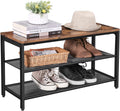 VASAGLE Raft pentru pantofi, cu 2 nivele, metal, 80x30x44cm, stil industrial, maro rustic si negru
