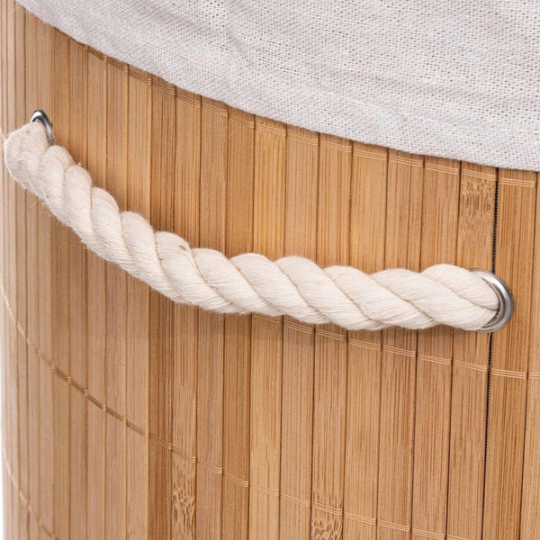 Cos rufe rotund 5Five Bambou cu capac, bambus, 48 litri, 35x50 cm, natur
