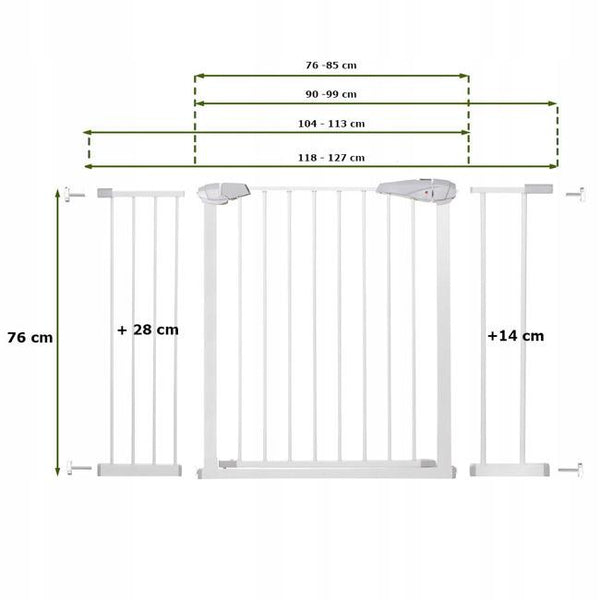 Poarta de siguranta Safety Gate pentru scari, ajustabila 118-127 cm, din otel, alba
