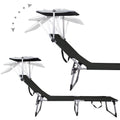 Sezlong pliabil cu parasolar, 188x57x38cm, sarcina 120kg, gri antracit