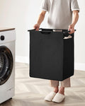 VASAGLE Cos de rufe, sac de rufe detasabil, raft, cadru metalic, 65L, 50x33x72 cm, maro rustic si negru