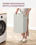 VASAGLE Cos de rufe, 2 compartimente, saci de rufe detasabili, raft, cadru metalic, 2x46L, 73x33x72 cm, alb