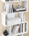 VASAGLE Biblioteca, raft cu 6 unitati de depozitare, pentru living, din lemn, 24x190x70cm, alb