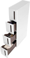 SONGMICS Dulap de depozitare pe roti, pentru bucatarie sau baie, din plastic, cu 4 nivele, 45x17x84cm, alb