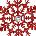 Decoratiune brad fulg de zapada cu cristal, set 2 bucati, 12cm, rosu