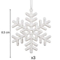 Decoratiune brad fulg de zapada, set 3 bucati, 8cm, alb