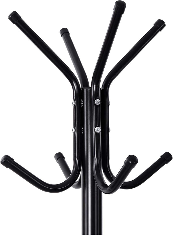 VASAGLE Cuier pentru haine, din otel, tip pom, cu 12 carlige, 176cm, negru