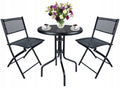 Set mobilier gradina Sersimo Oneiro, 2 scaune pliabile, 1 masa, negru