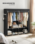 SONGMICS Garderoba din material textil, dulap portabil, cu rafturi si sina de agatat, 170x45x167cm, negru